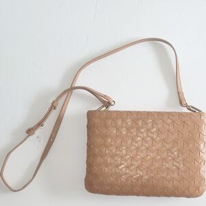 Madewell Tan Woven Leather Crossbody Bag